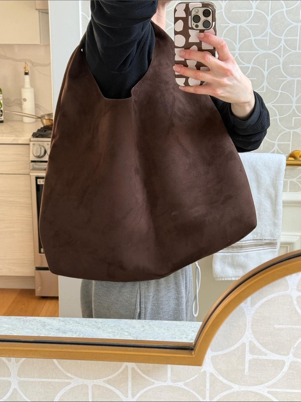 Gap Vegan Suede Chocolate Brown Tote Hobo Bag